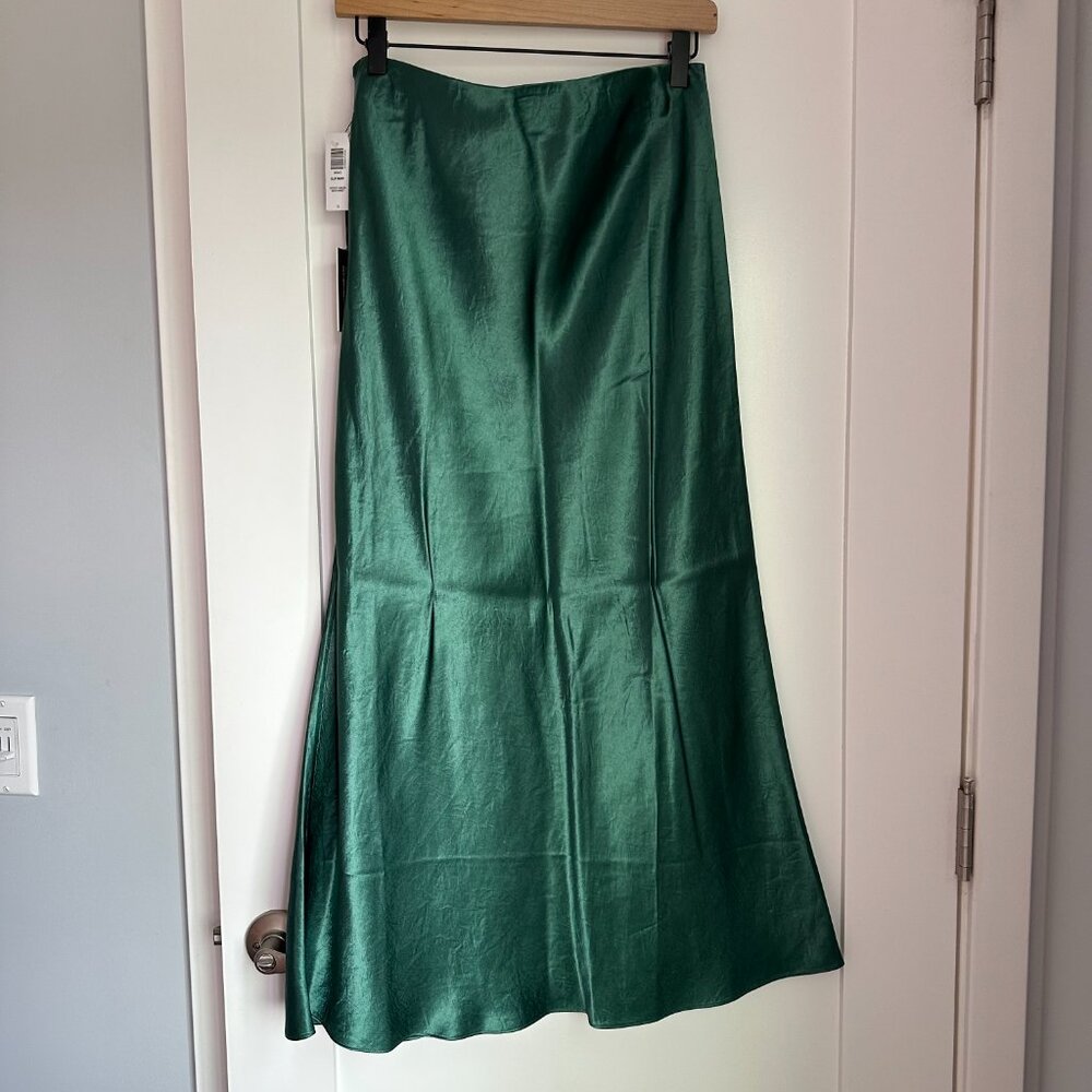 Aritzia Babaton Slip Satin Midi Skirt Emerald Green